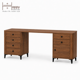  HAPPY FURNITURE , Bàn làm việc bo cạnh 6 ngăn kéo 1 cửa mở - SMOOTH, BAN_B_001 , 180cm x 55cm x 76cm DxRxC 