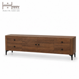  HAPPY FURNITURE , Kệ TV bo cạnh 2 cửa mở 4 ngăn kéo - SMOOTH, KTV_B_001 , 194cm x 40cm x 50cm DxRxC 