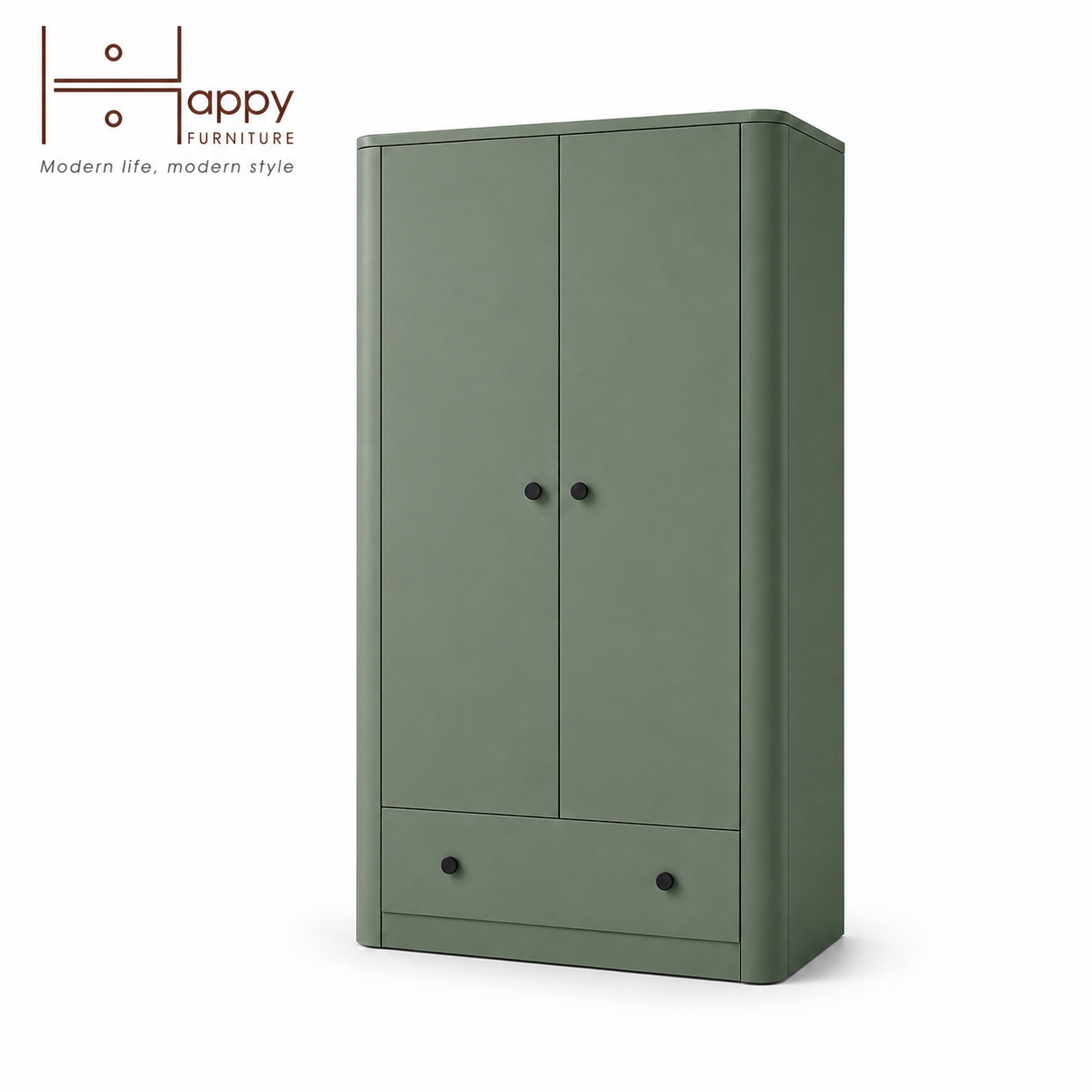  HAPPY FURNITURE , Tủ quần áo bo cạnh 2 cửa mở - SMOOTH, TCM_B_002 , 104cm x 54cm x 180cm DxRxC 