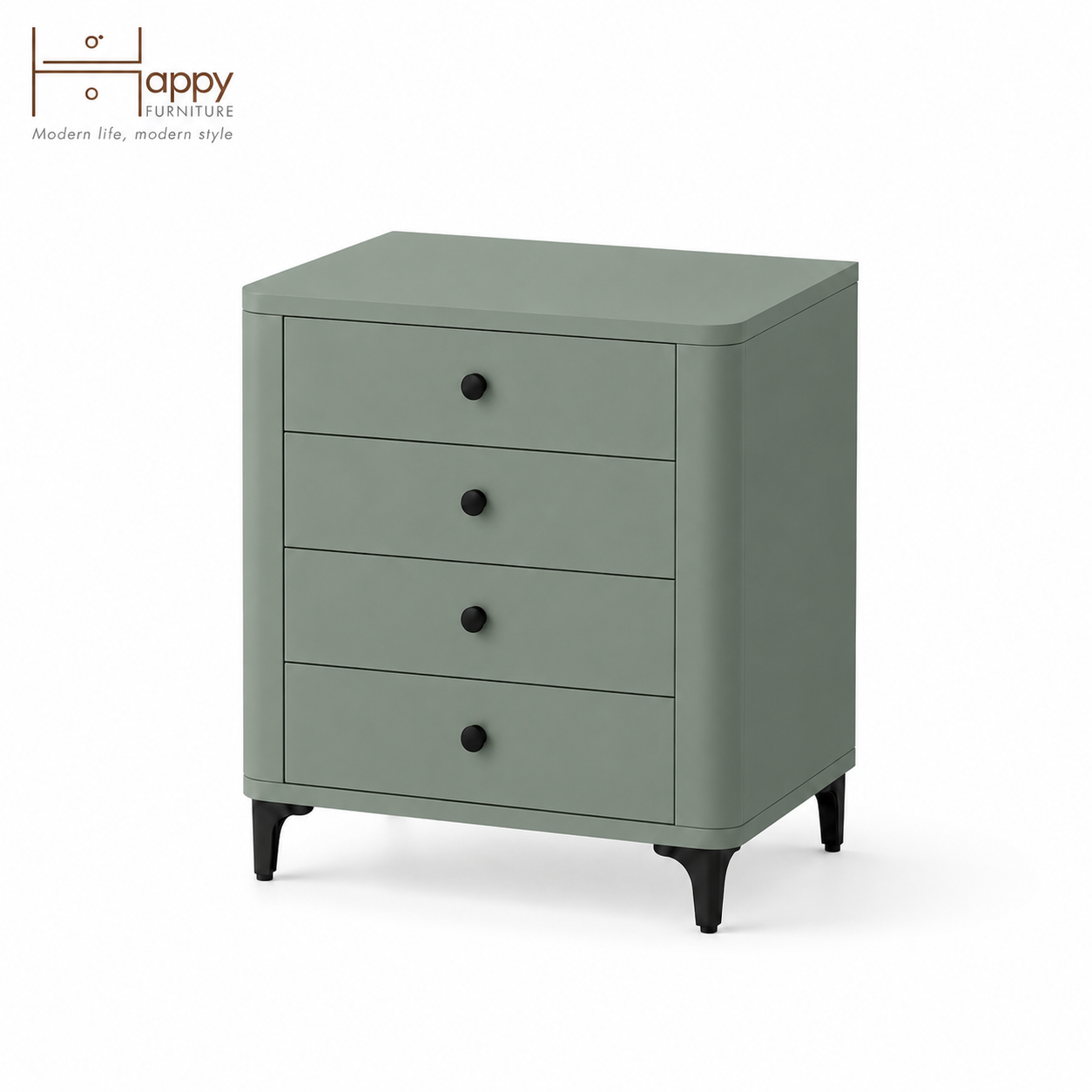  HAPPY FURNITURE , Tủ lưu trữ bo cạnh 4 ngăn kéo - SMOOTH, THK_B_004 , 64cm x 46cm x 75cm DxRxC 