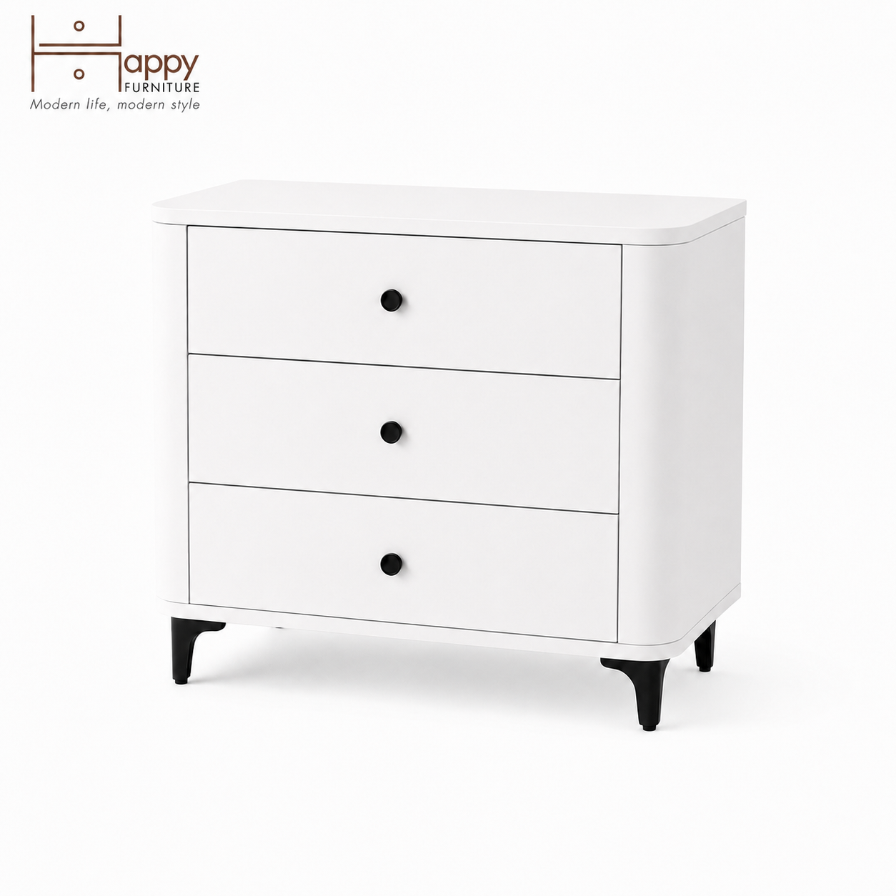  HAPPY FURNITURE , Tủ lưu trữ bo cạnh 3 ngăn kéo - SMOOTH, THK_B_003 , 84cm x 46cm x 85cm DxRxC 