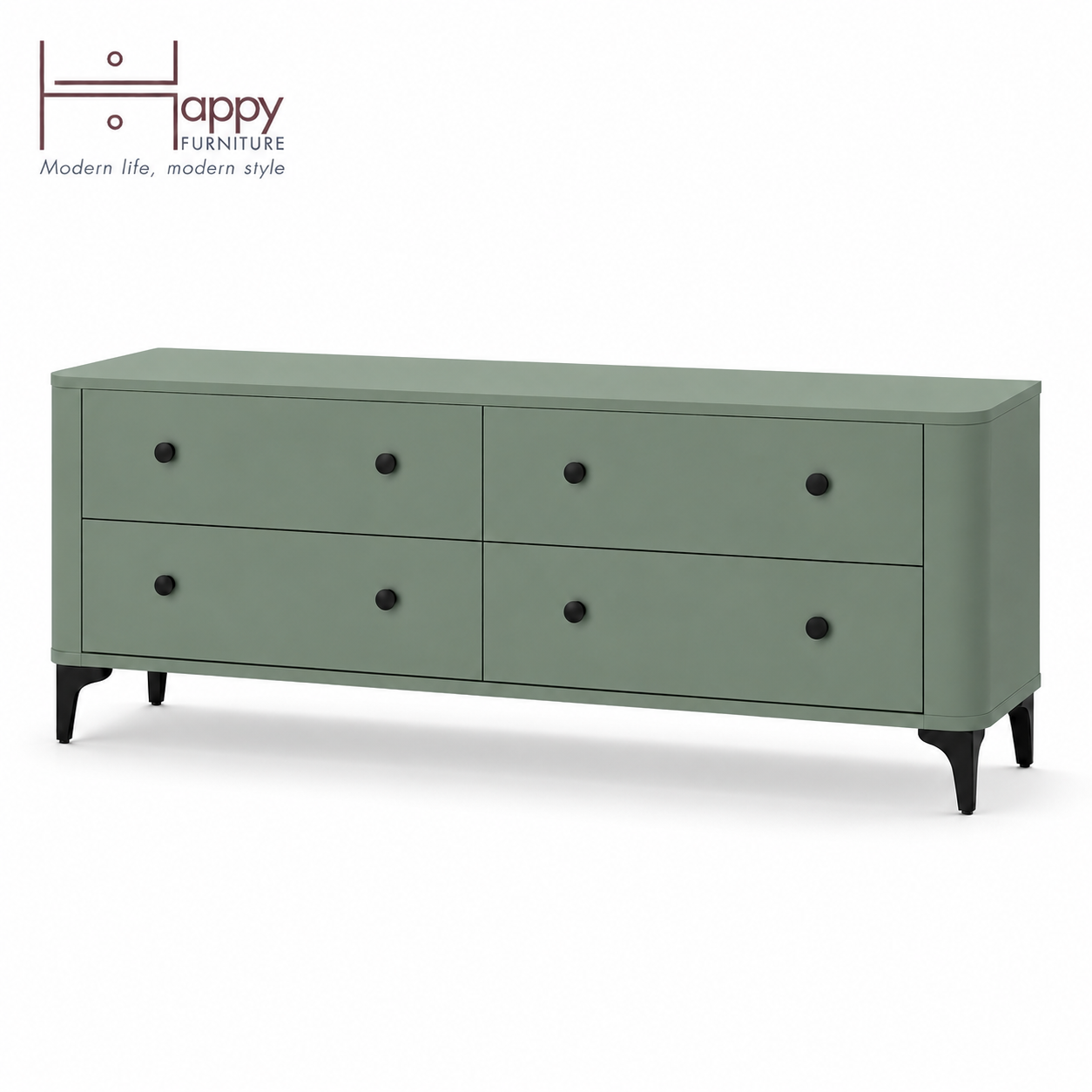  HAPPY FURNITURE , Tủ lưu trữ bo cạnh 4 ngăn kéo - SMOOTH, THK_B_006 , 174cm x 46cm x 63cm DxRxC 
