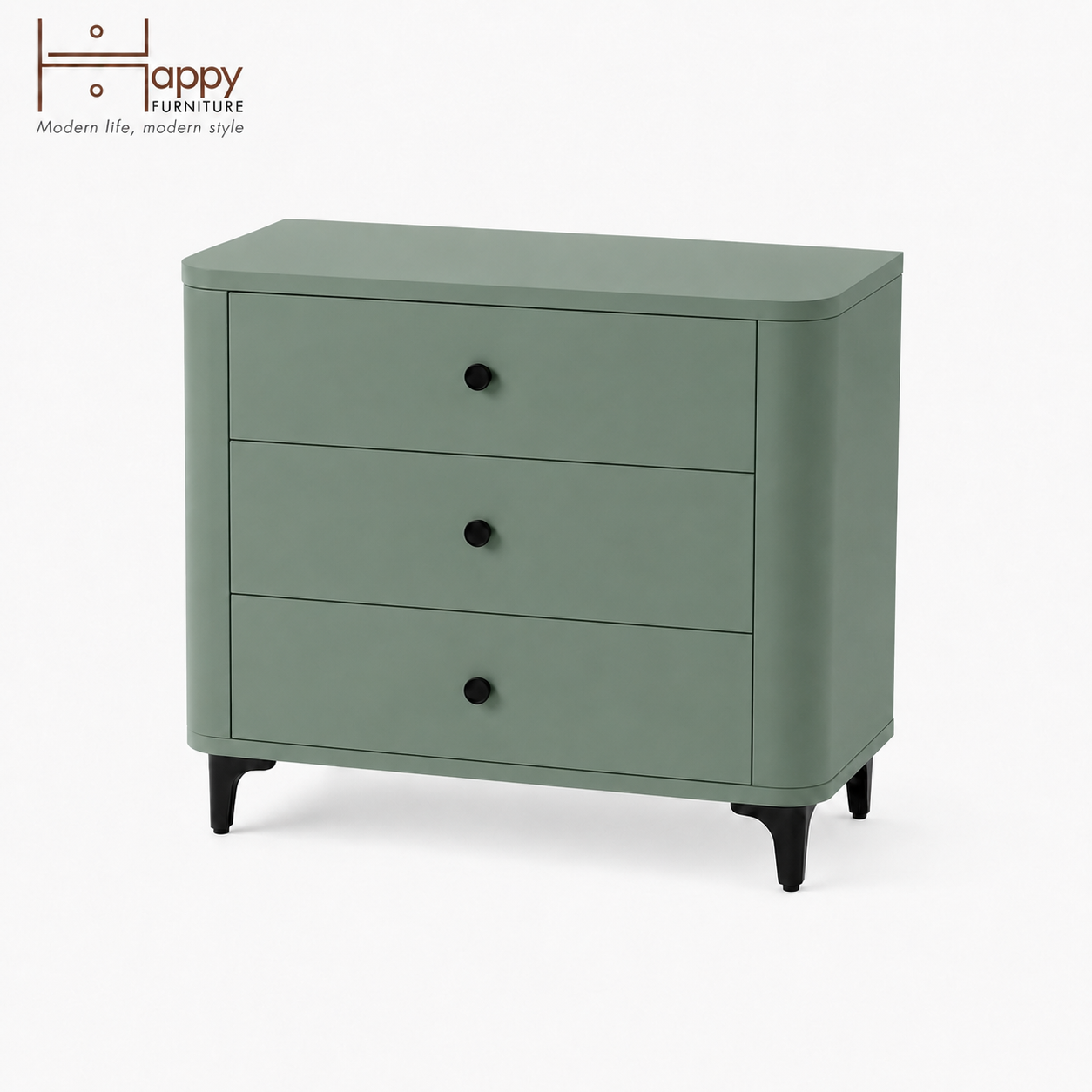  HAPPY FURNITURE , Tủ lưu trữ bo cạnh 3 ngăn kéo - SMOOTH, THK_B_003 , 84cm x 46cm x 85cm DxRxC 