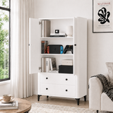  HAPPY FURNITURE , Tủ lưu trữ bo cạnh 2 ngăn kéo 2 cửa mở - SMOOTH, TCM_B_005 , 84cm x 41cm x 153cm DxRxC 