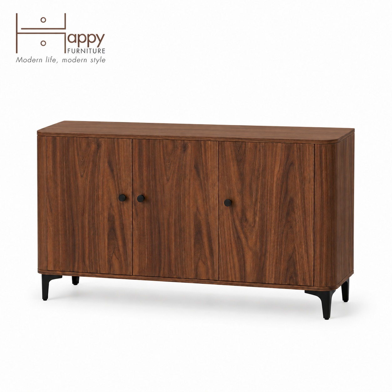  HAPPY FURNITURE , Tủ lưu trữ bo cạnh 3 cửa mở - SMOOTH, TCM_B_001 , 154cm x 40cm x 99cm DxRxC 