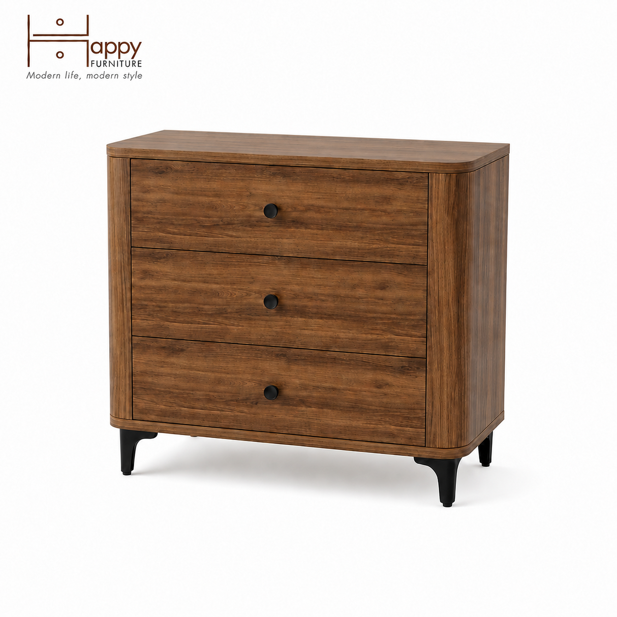  HAPPY FURNITURE , Tủ lưu trữ bo cạnh 3 ngăn kéo - SMOOTH, THK_B_003 , 84cm x 46cm x 85cm DxRxC 
