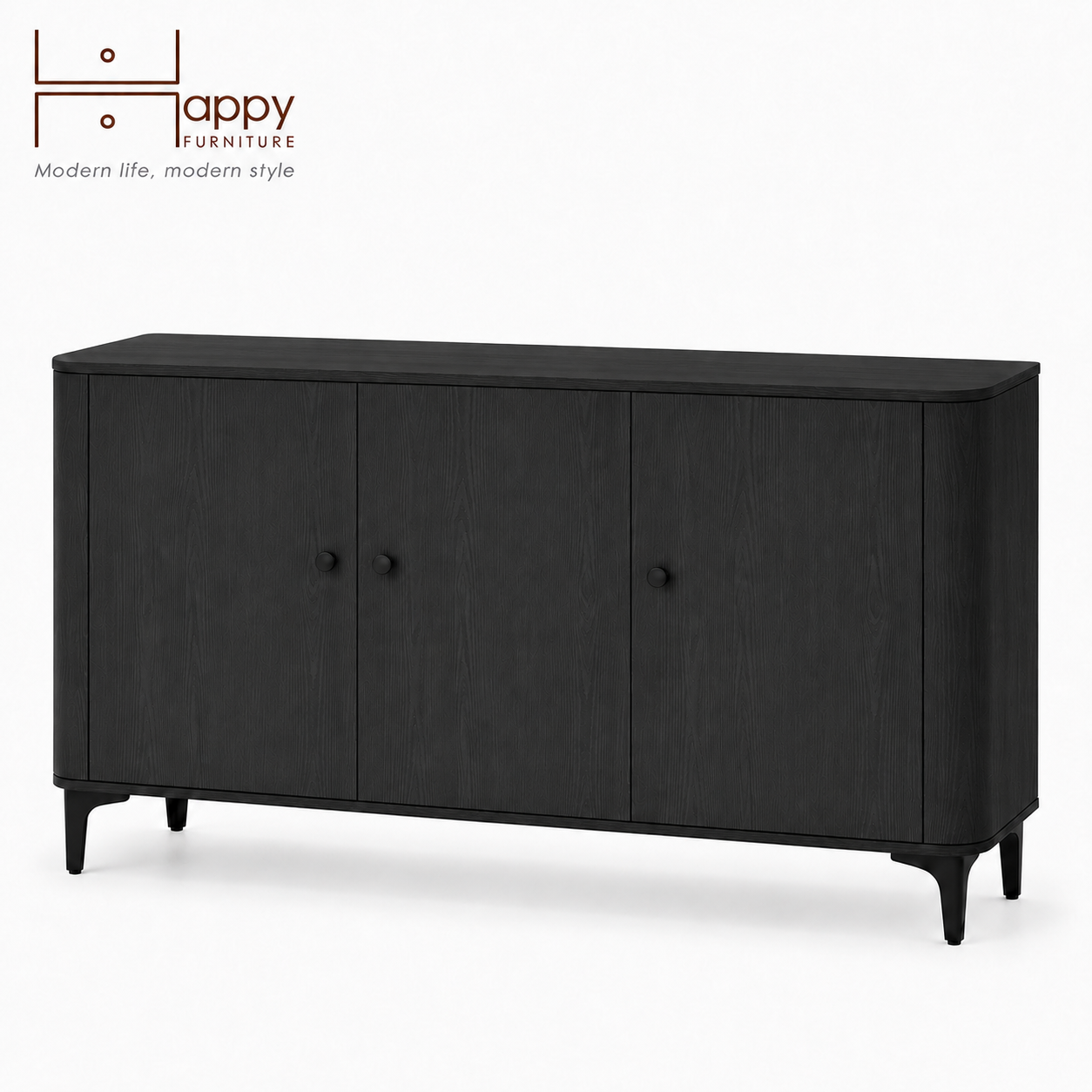  HAPPY FURNITURE , Tủ lưu trữ bo cạnh 3 cửa mở - SMOOTH, TCM_B_001 , 154cm x 40cm x 99cm DxRxC 