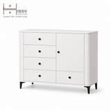  HAPPY FURNITURE , Tủ lưu trữ bo cạnh 5 ngăn kéo 1 cửa mở - SMOOTH, TCM_B_003 , 104cm x 41cm x 85cm 