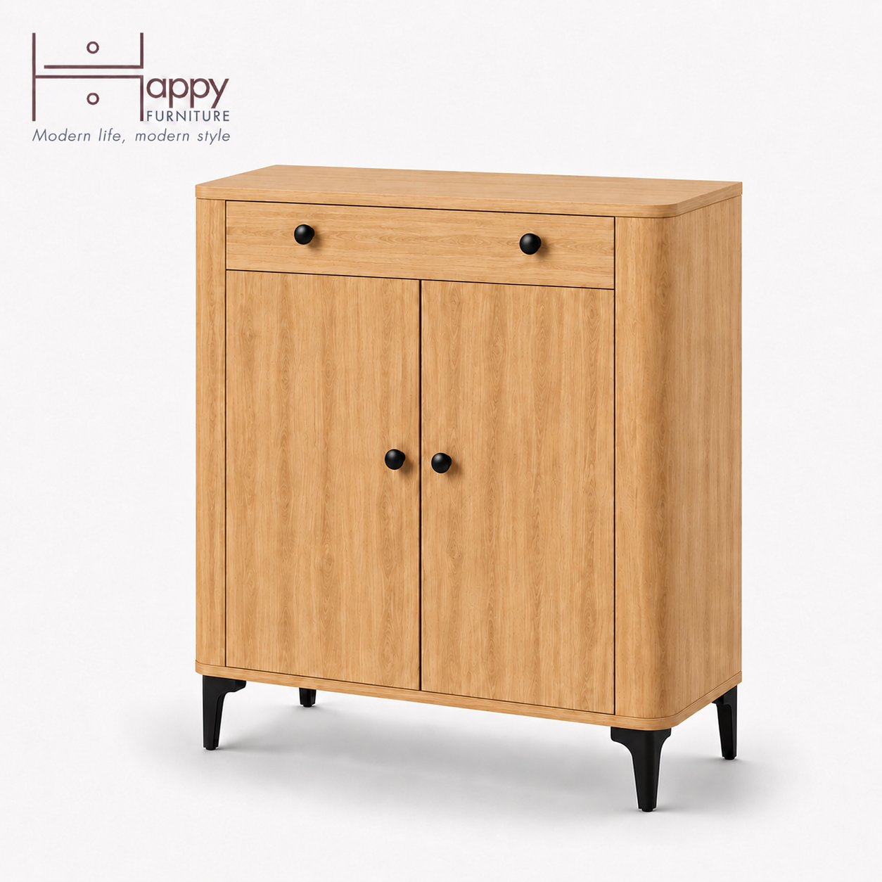  HAPPY FURNITURE , Tủ lưu trữ bo cạnh 1 ngăn kéo 2 cửa mở - SMOOTH, TCM_B_004 , 84cm x 41cm x 103cm DxRxC 