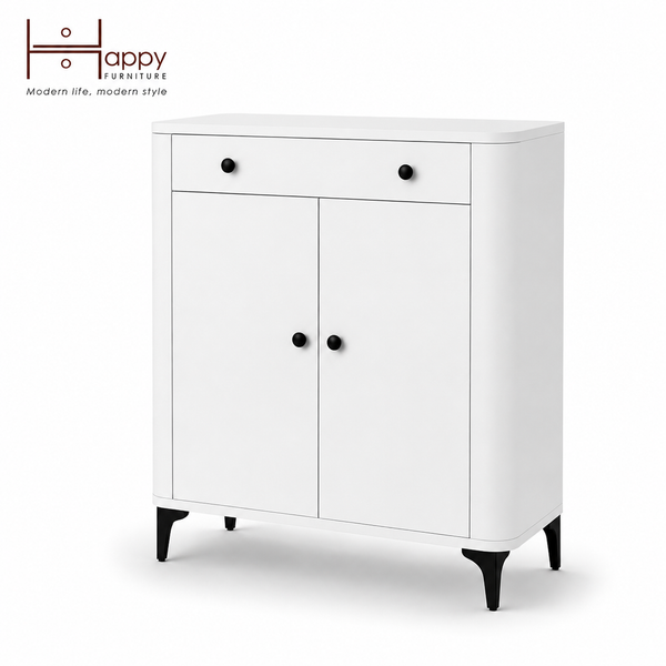  HAPPY FURNITURE , Tủ lưu trữ bo cạnh 1 ngăn kéo 2 cửa mở - SMOOTH, TCM_B_004 , 84cm x 41cm x 103cm DxRxC 