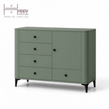  HAPPY FURNITURE , Tủ lưu trữ bo cạnh 5 ngăn kéo 1 cửa mở - SMOOTH, TCM_B_003 , 104cm x 41cm x 85cm 