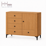  HAPPY FURNITURE , Tủ lưu trữ bo cạnh 5 ngăn kéo 1 cửa mở - SMOOTH, TCM_B_003 , 104cm x 41cm x 85cm 