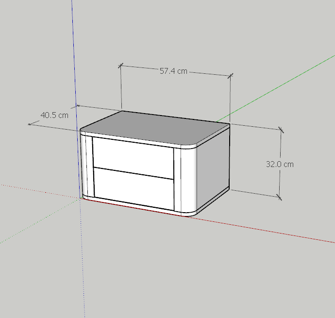  HAPPY FURNITURE , Táp đầu giường bo cạnh 2 ngăn kéo - SMOOTH, THK_B_001 , 57cm x 40cm x 47cm 