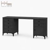  HAPPY FURNITURE , Bàn làm việc bo cạnh 6 ngăn kéo 1 cửa mở - SMOOTH, BAN_B_001 , 180cm x 55cm x 76cm DxRxC 