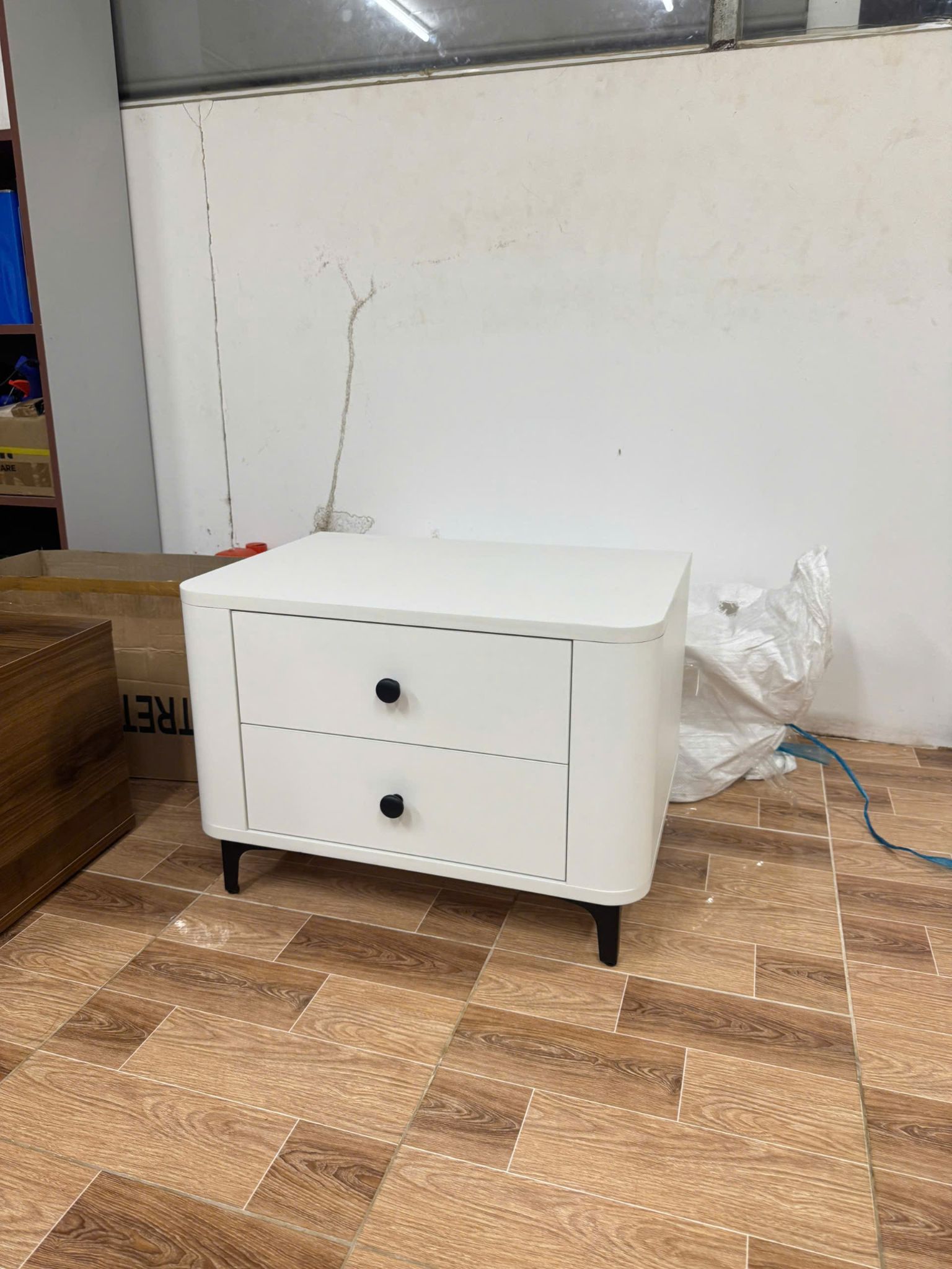  HAPPY FURNITURE , Táp đầu giường bo cạnh 2 ngăn kéo - SMOOTH, THK_B_001 , 57cm x 40cm x 47cm 