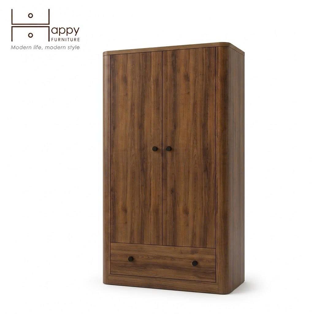  HAPPY FURNITURE , Tủ quần áo bo cạnh 2 cửa mở - SMOOTH, TCM_B_002 , 104cm x 54cm x 180cm DxRxC 