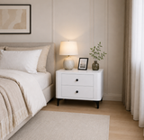  HAPPY FURNITURE , Táp đầu giường bo cạnh 2 ngăn kéo - SMOOTH, THK_B_001 , 57cm x 40cm x 47cm 