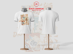 Áo thời trang lân sư rồng in pet - cotton trắng đen