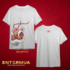 Áo thời trang lân sư rồng in pet - cotton trắng đen