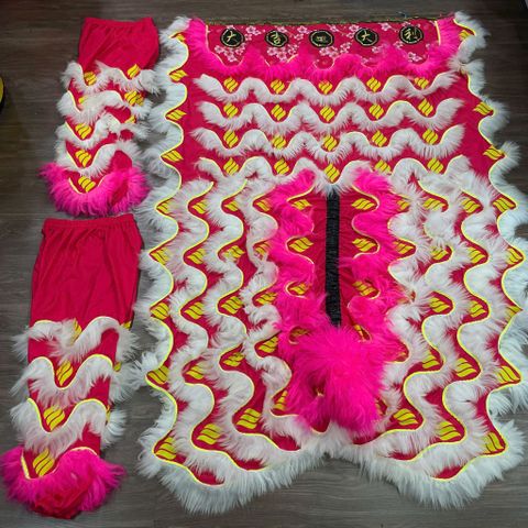 Đuôi quần lân (VẢY LIỀN) Lông Trắng - Nền Hồng - 3 sọc Vàng