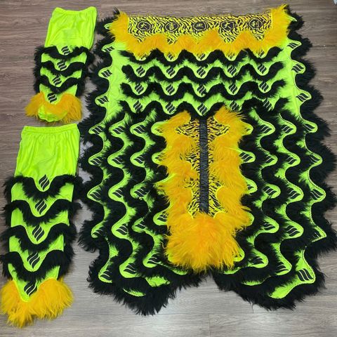 Đuôi quần lân (VẢY LIỀN) Lông Đen - Nền xanh mi nơ- 3 sọc Đen