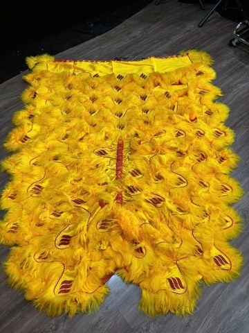 Đuôi quần lân Lông Vàng - Nền Vàng - 3 sọc KT Đỏ