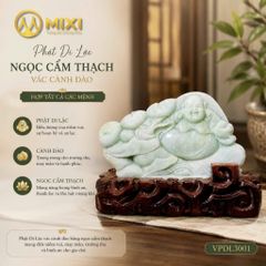 Phật Di Lặc Ngọc Cẩm Thạch Vác Cành Đào
