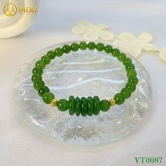 VT Ngọc Bích Nephrite 3A Mix Ngũ Điếu Bi Khía Vàng 10k