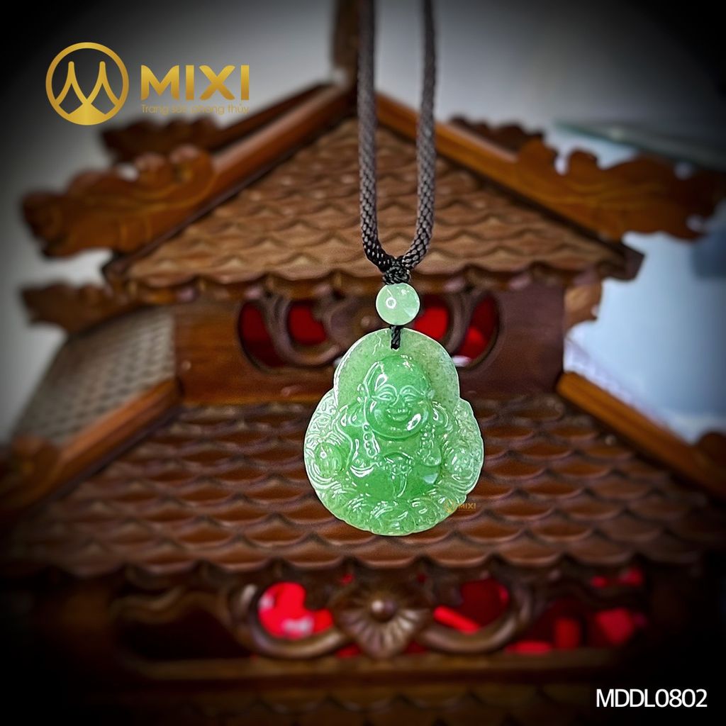 Mặt Dây Phật Di Lặc Thạch Anh Xanh