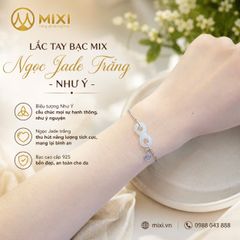 Lắc Tay Bạc Mix Ngọc Jade Trắng - Như Ý