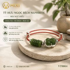 VT Dây Cáp Tỳ Hưu Ngọc Bích Nephrite Bọc Bạc Mix Ngũ Điếu