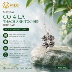 Mặt Dây Cỏ 4 Lá TA Tóc Đen Bọc Bạc Có Cuống