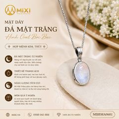 Mặt Dây Đá Mặt Trăng Hình Oval Bọc Bạc