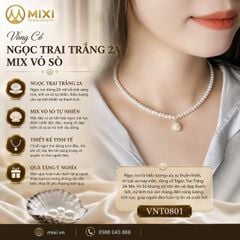 Vòng Cổ Ngọc Trai Trắng 2A Mix Vỏ Sò