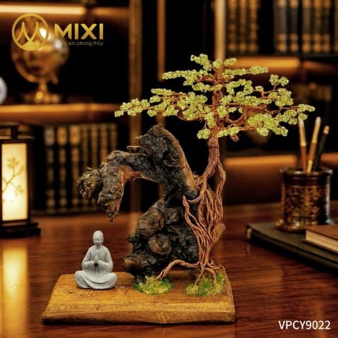 Cây Xông Trầm Gỗ Lũa Peridot Tượng Phật