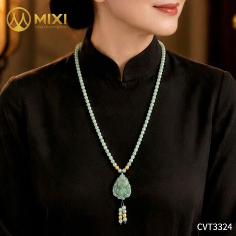 Chuỗi Vòng Ngọc Lam Dầu Mix Hồ Ly Lam Ngọc Chúa Bi Vàng 10K