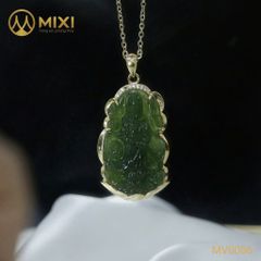 Mặt Dây Phật Quan Âm Ngọc Bích Nephrite Myanmar Bọc Vàng 10k