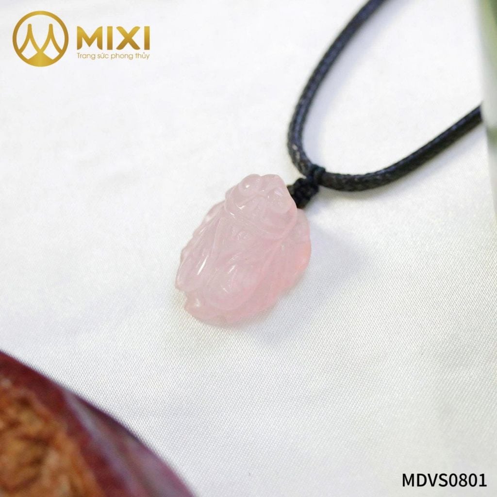 Mặt Dây Ve Sầu Thạch Anh Hồng