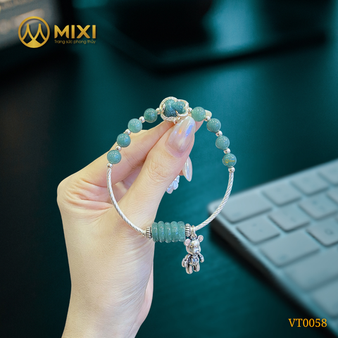 VT Hạt Đá, Ngũ Điếu, Hồ Ly Lam Ngọc Bọc Bạc Mix Charm Gấu Bearbrick Bạc Thái