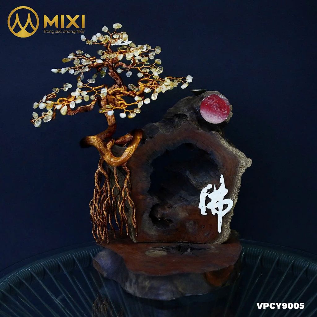 Cây Xông Trầm Gỗ Lũa Thạch Anh Vàng