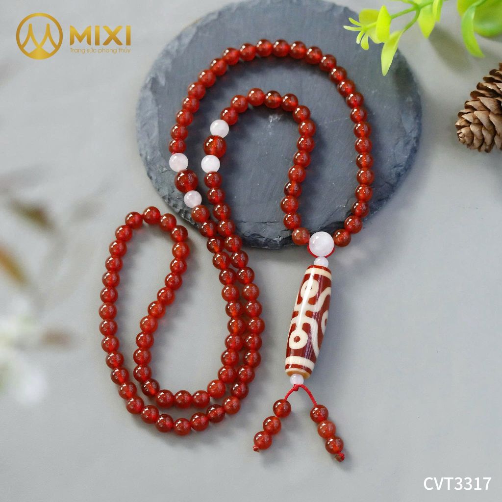 Chuỗi 108 Mã Não Đỏ Mix Dzi