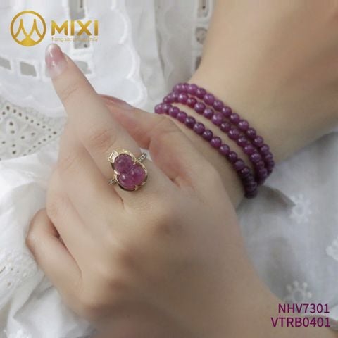 Chuỗi 3 Vòng Đá Ruby Hồng