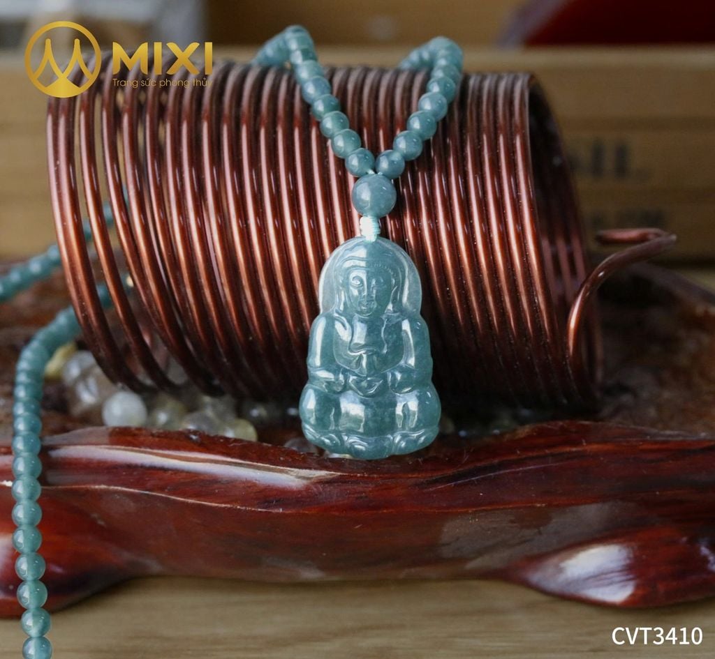 Chuỗi Ngọc Lam Băng Dầu Mix Mặt Quan Âm