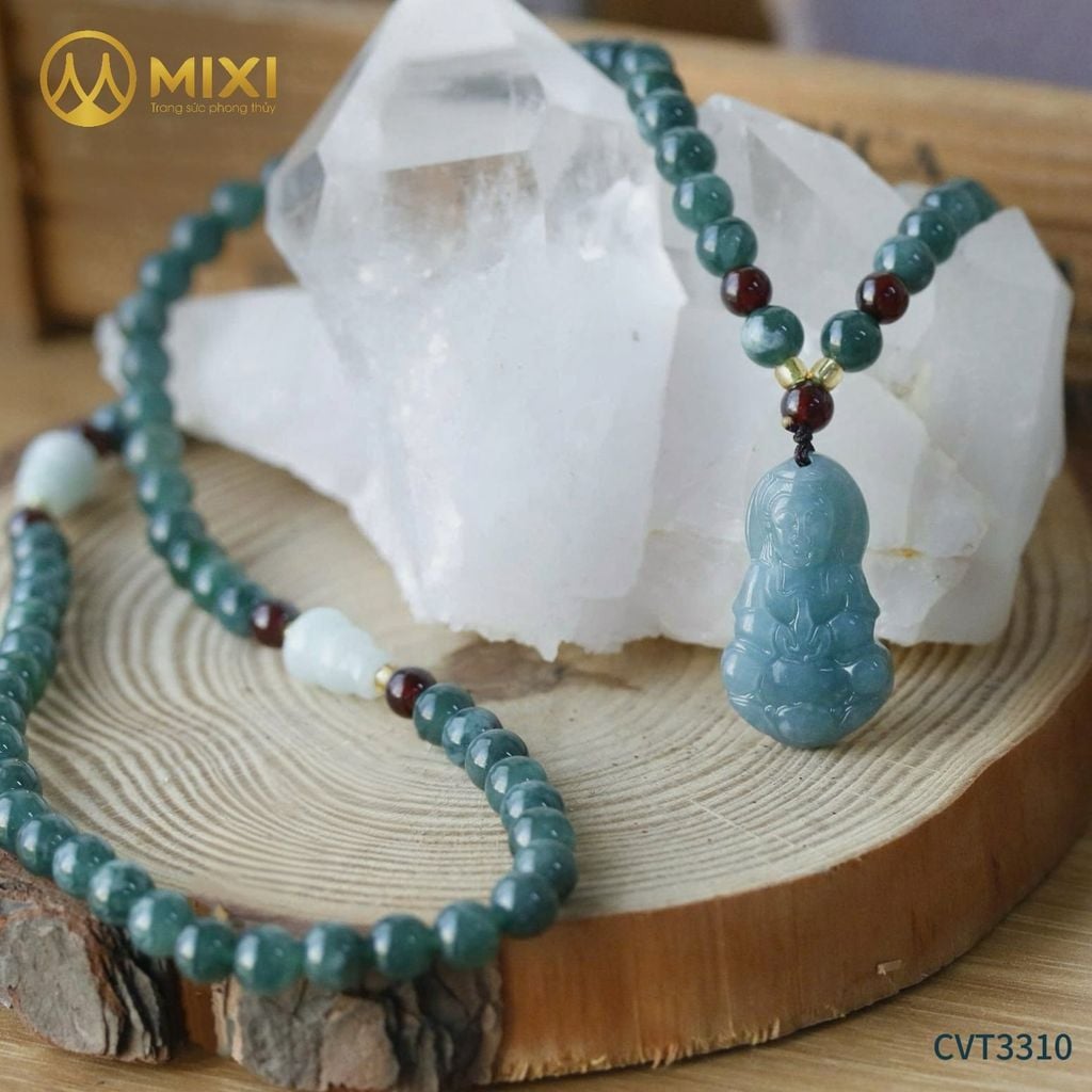 Chuỗi Lam Ngọc Mix Mặt Quan Âm