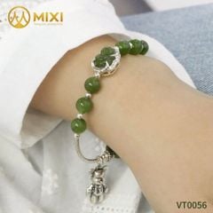 VT Hạt Đá, Ngũ Điếu, Hồ Ly Ngọc Bích Nephrite Bọc Bạc Mix Charm Gấu Bearbrick Bạc Thái
