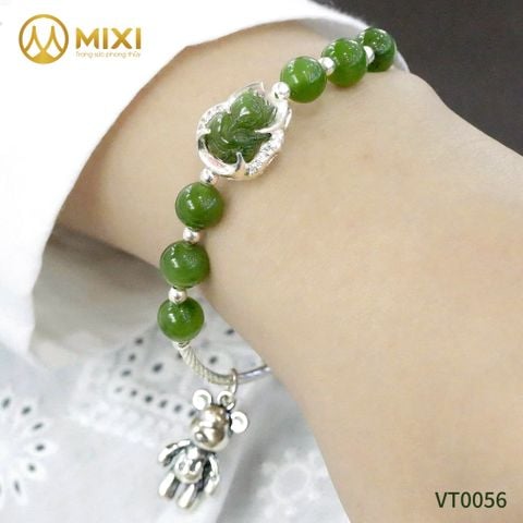 VT Hạt Đá, Ngũ Điếu, Hồ Ly Ngọc Bích Nephrite Bọc Bạc Mix Charm Gấu Bearbrick Bạc Thái