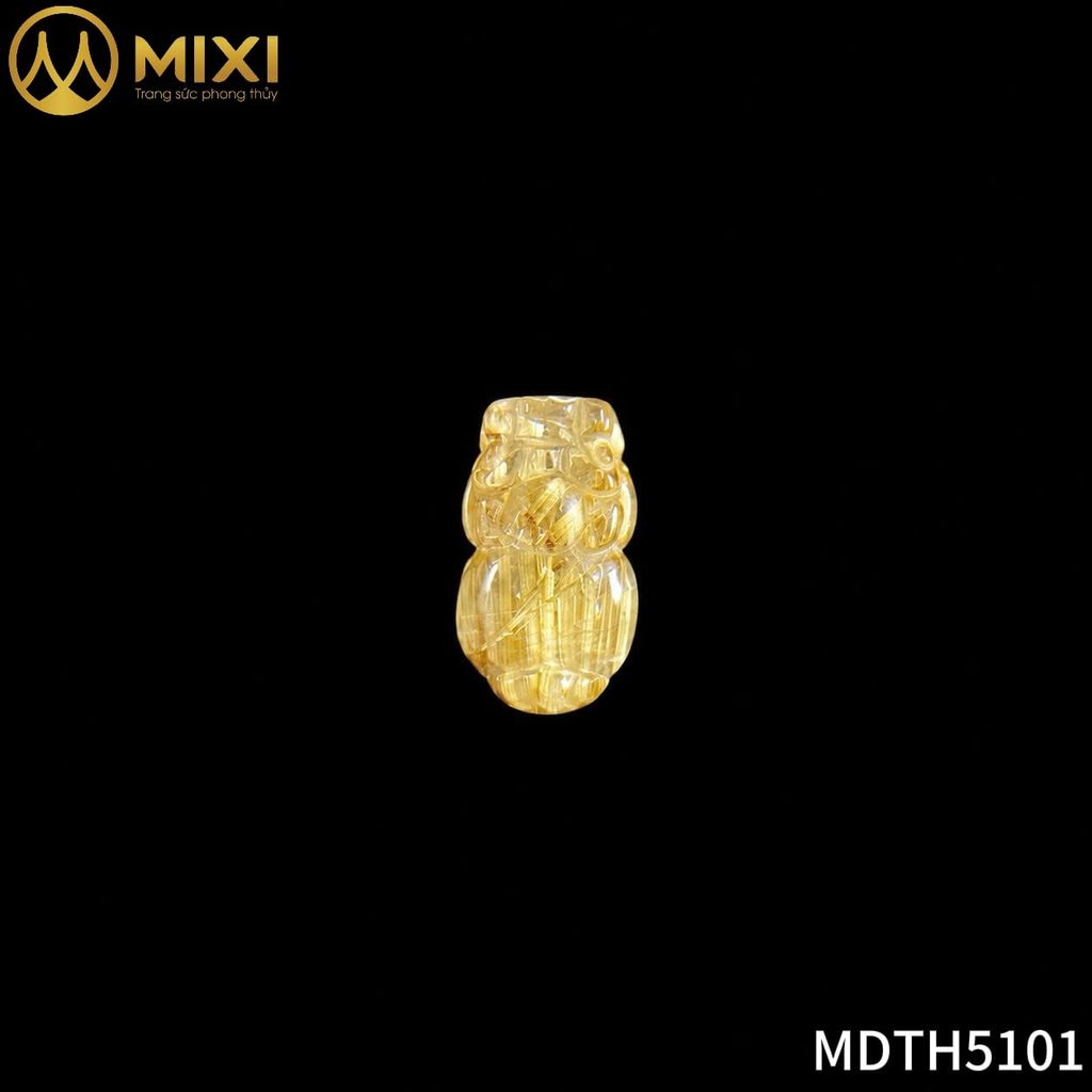 Mặt Dây Tỳ Hưu Thạch Anh Tóc Vàng 5A