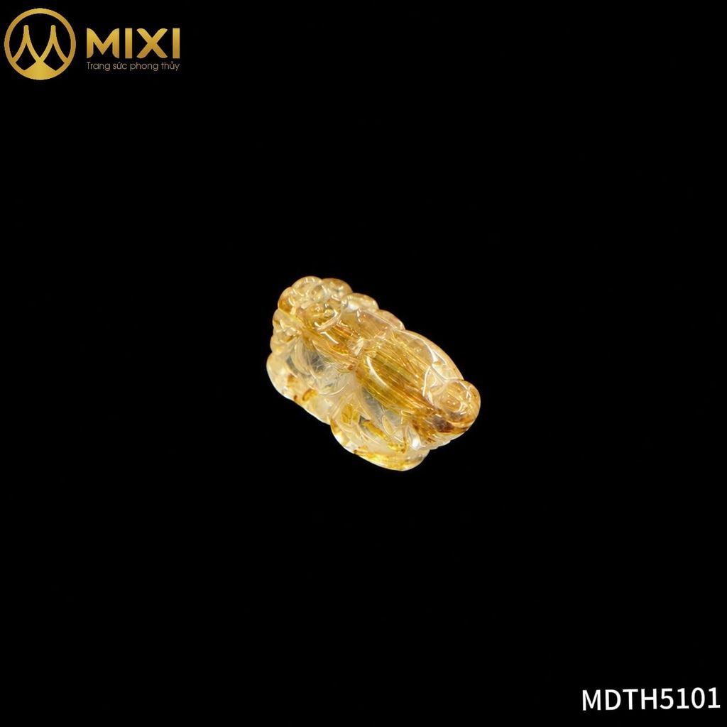 Mặt Dây Tỳ Hưu Thạch Anh Tóc Vàng 5A