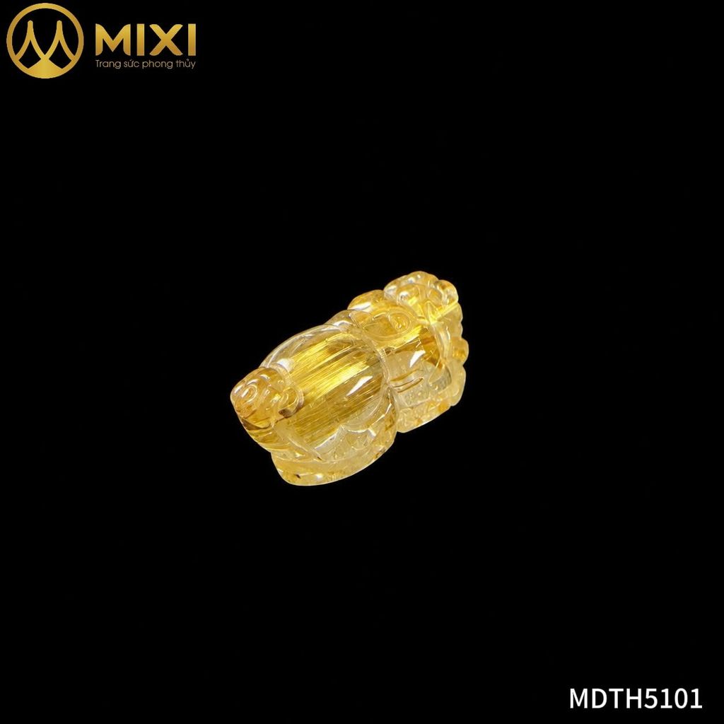 Mặt Dây Tỳ Hưu Thạch Anh Tóc Vàng 5A