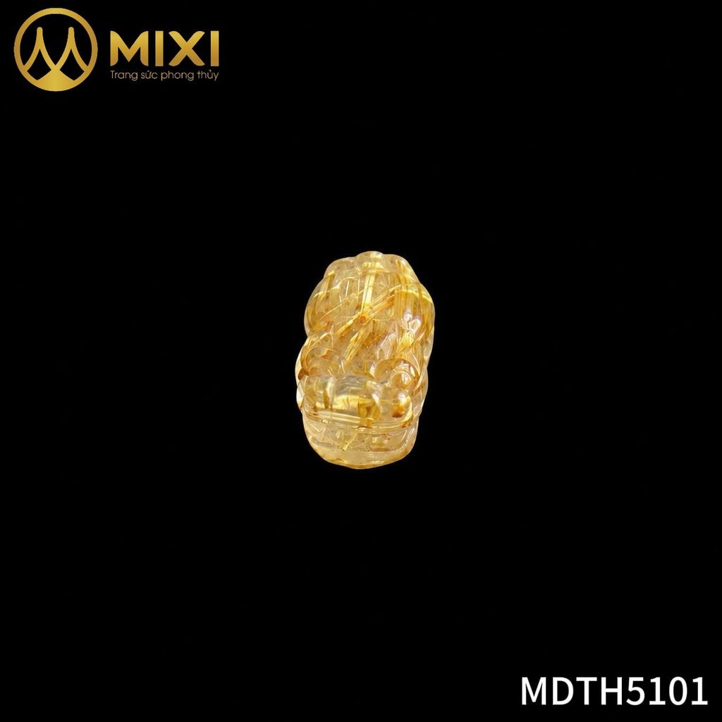 Mặt Dây Tỳ Hưu Thạch Anh Tóc Vàng 5A